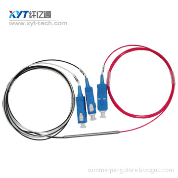 optical fiber coupler mini FBT 1x2 steel tube 1310 or1550nm single window for FTTH